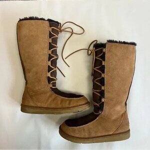 Ugg Australia Whitley Lace-Up Tall Moccasin Boots Size 6 Sheepskin